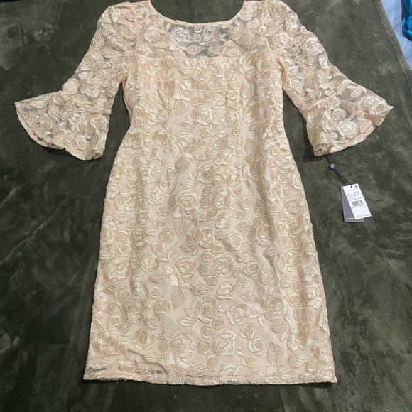 Adrianna Papell Embroidered Sheath Dress, 10 / Brown